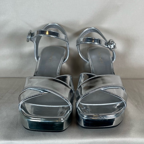 Nine West Silver Strappy Platform Heels - Picture 2 of 8
